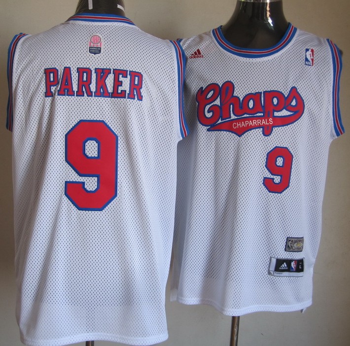 NBA Dallas Chaparrals 9 Tony Parker Chaps ABA Hardwood Classics Swingman White Jersey